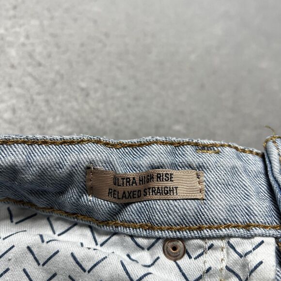 Ariat Jeans Womens 29 Blue Ultra High Rise Relaxed Straight Distressed Denim - Picture 13 of 16